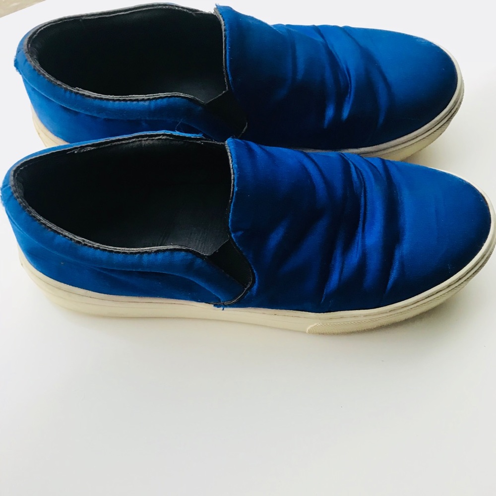 Celine Royal Blue Satin Sneakers - Picture 2 of 7